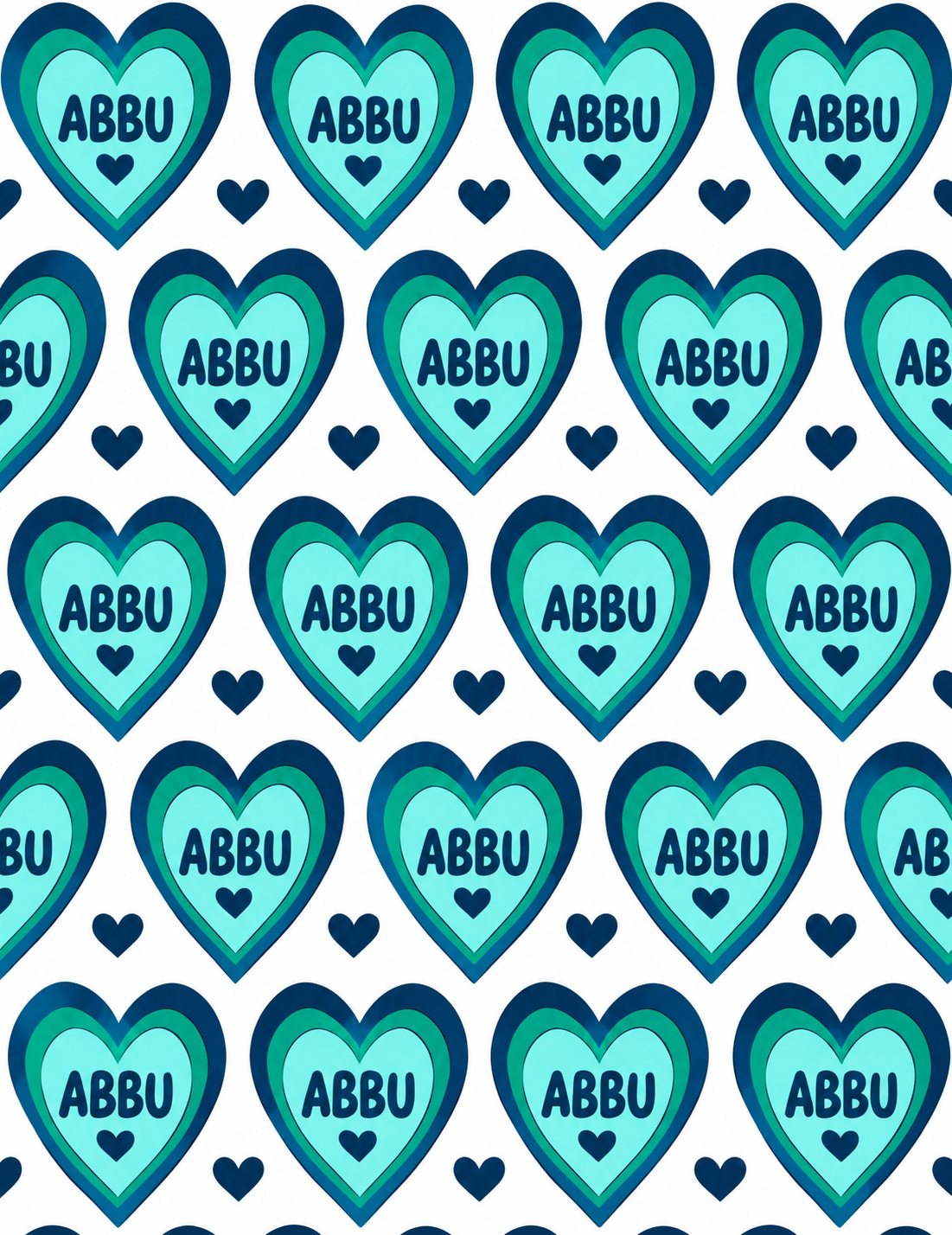Abbu Father's Day Card - Modern Multiple Hearts Pattern