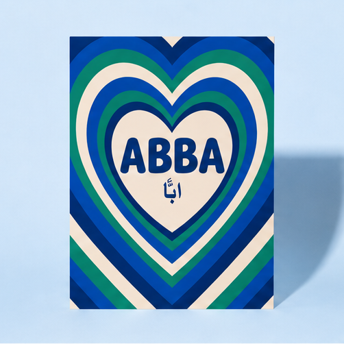Abba Father's Day Card - Retro Heart Stripe Design