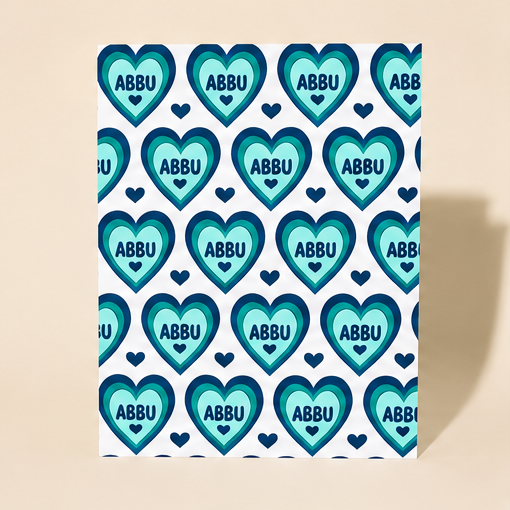 Abbu Father's Day Card - Modern Multiple Hearts Pattern