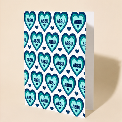 Abbu Father's Day Card - Modern Multiple Hearts Pattern