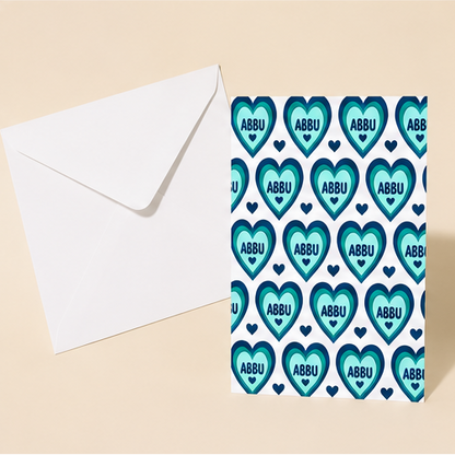 Abbu Father's Day Card - Modern Multiple Hearts Pattern