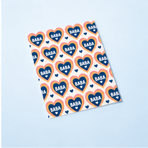 Baba Father's Day Greeting Card - Colourful Multiple Hearts Design