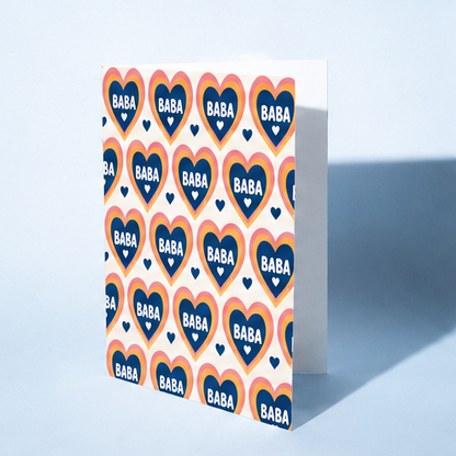 Baba Father's Day Greeting Card - Colourful Multiple Hearts Design