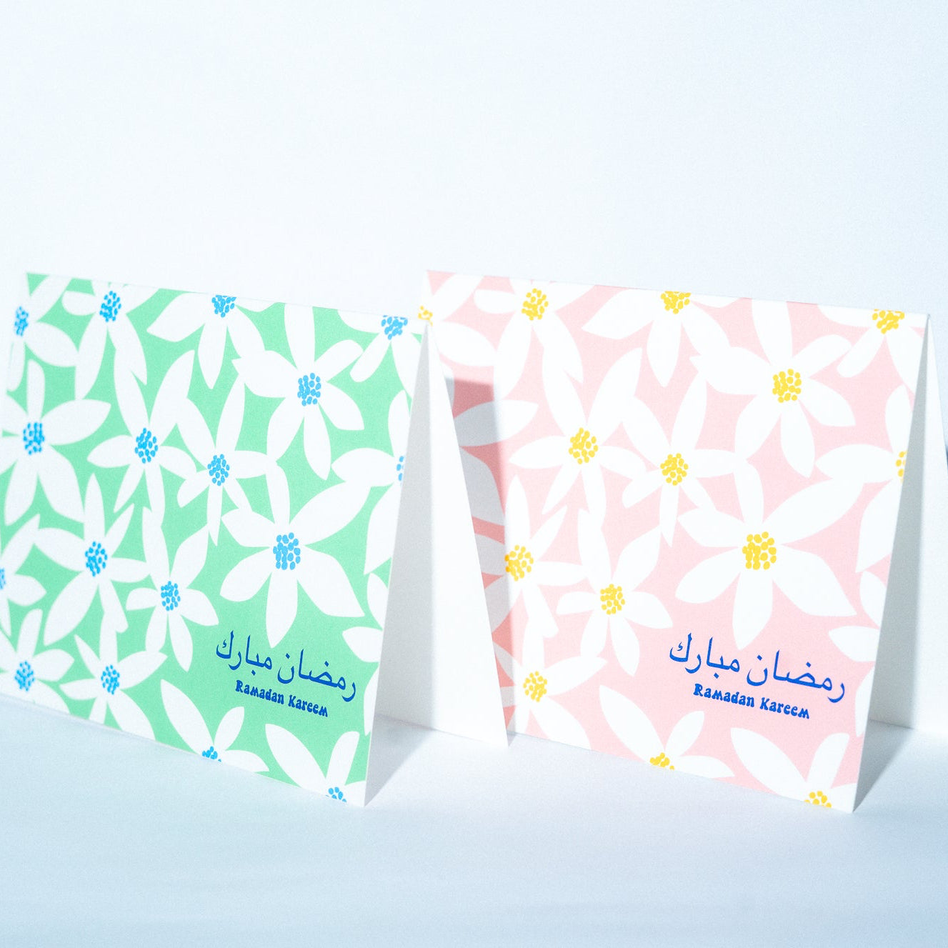 Two floral-patterned greeting cards 